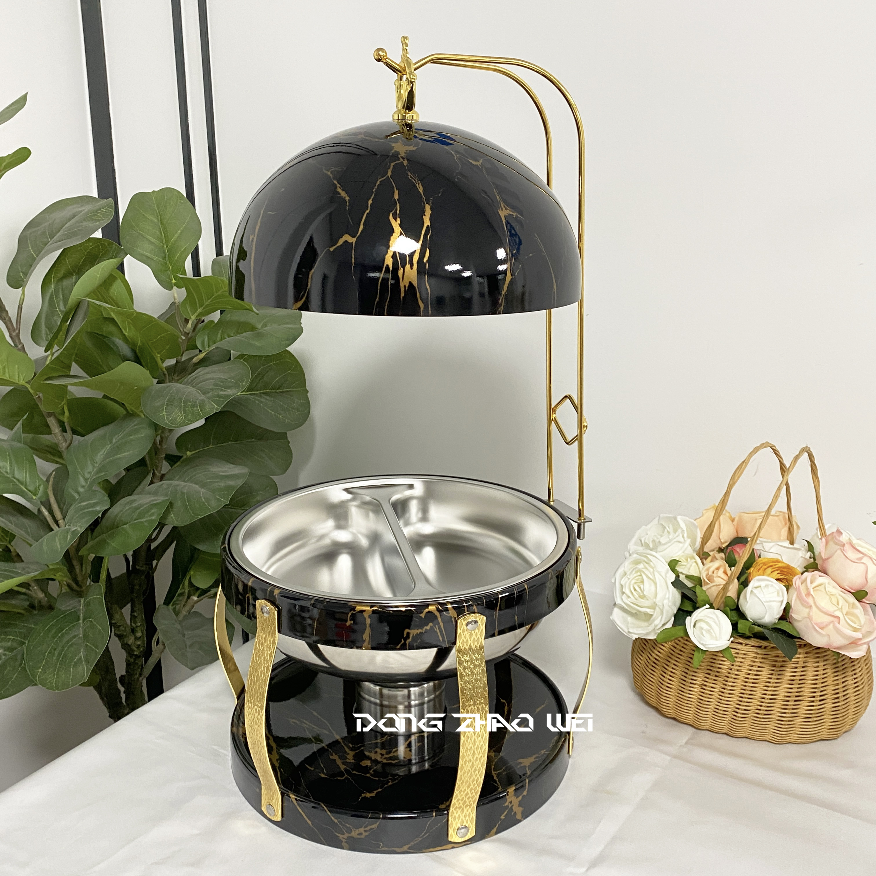 wholesale Black Golden Heart Ball Chaffing Dish